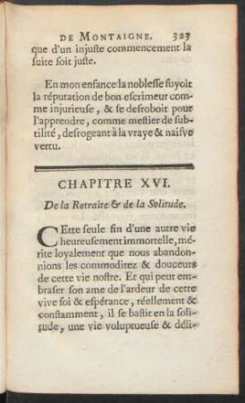 Chapitre XVI. De la Retraite & de la Solitude