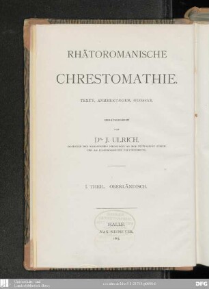Oberländische Chrestomathie : Texte, Anmerkungen, Glossar