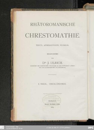 Oberländische Chrestomathie : Texte, Anmerkungen, Glossar