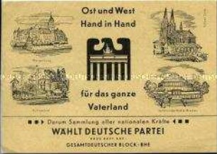 Wahlwerbung des Gesamtdeutschen Blocks für die Deutsche Partei