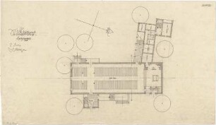 Gsaenger, Gustav; München, Sendlinger Tor Platz; Ev. Kirche St. Matthäus - Wettbewerbsplan, Hauptgeschoss (Grundriss)