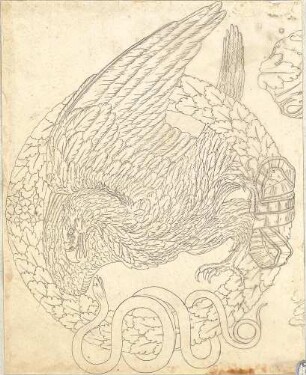 Lange, Ludwig; Lange - Archiv: I.5 Griechisch-römischer Stil - Symbol - Adler mit Kranz (Ansicht); Detail