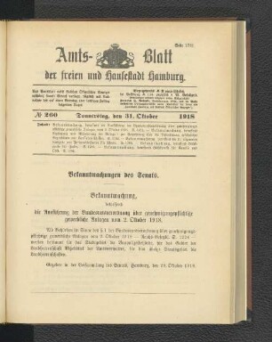 No. 260, 31. Oktober 1918