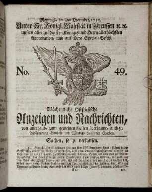 No. 49. Montags, den 8ten December, 1755.