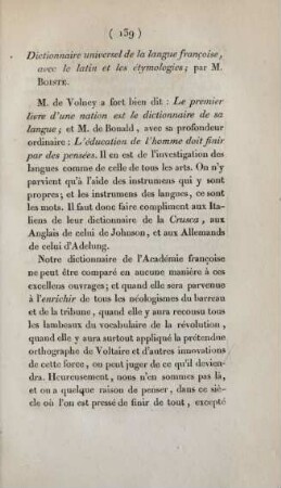 Dictionnaire universel de la langue francoise, avec le latin et les étymologies; par M. Boiste