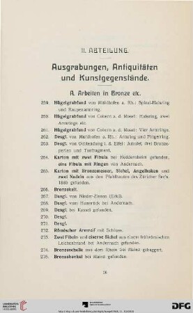 II. Abteilung. Ausgrabungen, Antiquitäten und Kunstgegenstände (Nr. 259-700)