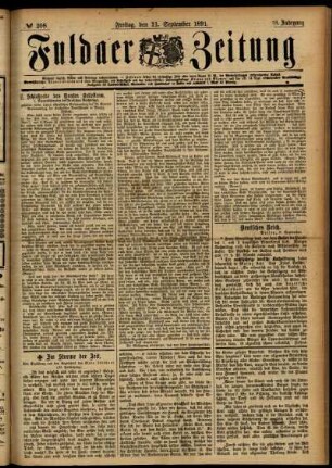 Ausgabe vom Freitag, den 11. September 1891.