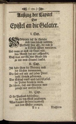 Außzug der Capitel Der Epistel an die Galater