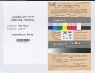 Entnazifizierung Trude Argenteaux, geb. 22.02.1910 ()