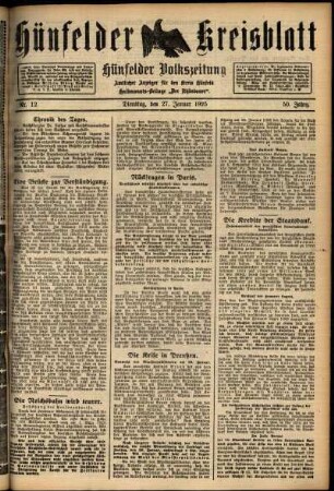 Ausgabe vom Dienstag, den 27. Januar 1925.