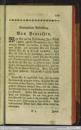 Neunzehente Abtheilung. Von Processen