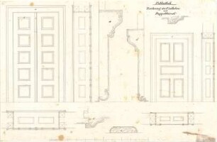Gärtner, Friedrich von; München, Ludwigstr.; Staatsbibliothek - Türen (Grundrisse, Ansichten, Schnitte, Details)