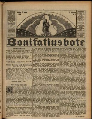 Erste Ausgabe vom Sonntag, den 22. Januar 1928.