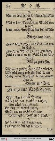 Creutz = und Trost = Lieder