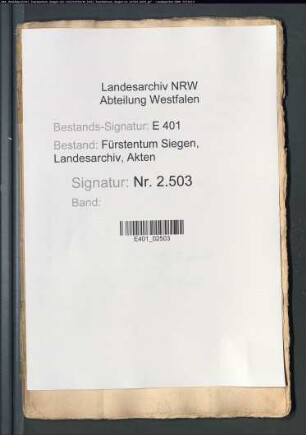 Rechnung und Register über das neue Dienstgeld der Gerichte Siegen, vorm Hain, Netphen, Krombach und Ferndorf