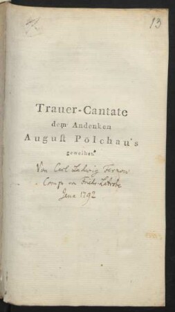 Trauer-Cantate : dem Andenken August Pölchau's geweihet