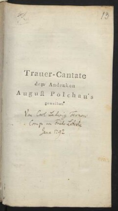 Trauer-Cantate : dem Andenken August Pölchau's geweihet