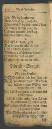 Abend-Seegen am Sonnabende