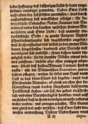 Copia Schreibens von Ihr Churfürstl. Durchl. Hertzogen zu Sachsen an Herren Generalissimum Pfaltzgraven abgangen