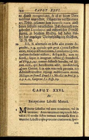 Caput XXVI. De Exceptione Libelli Mutati. - Caput XXX. De Exceptione Leuterationis vel Appellationis non admissibilis.