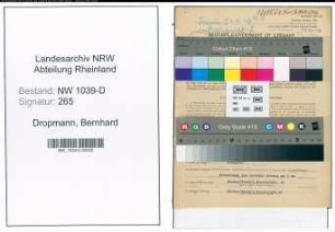 Entnazifizierung Bernhard Dropmann , geb. 30.07.1909 (Oberinspektor)