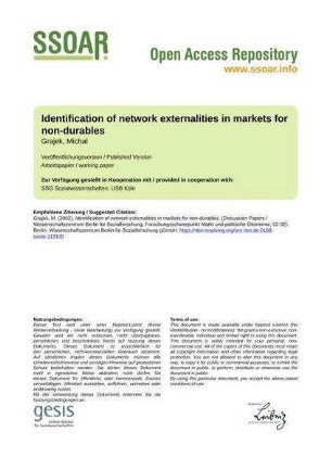 Identification of network externalities in markets for non-durables