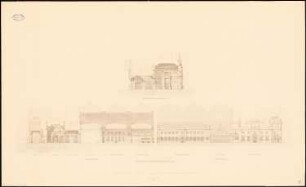 Hauptbahnhof, Frankfurt/Main: Seitenansicht, Querschnitt durch das Vestibül, Durchschnitt