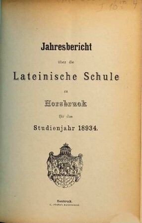 Jahresbericht über die Lateinische Schule zu Hersbruck : für das Studienjahr .... 1893/94