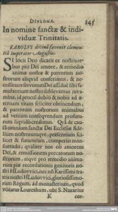 Diploma. In nomine sanctae & individuae Trinitatis