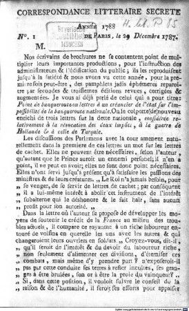 Correspondance littéraire secrète. 1788