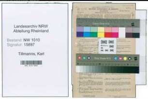 Entnazifizierung Karl Tillmanns , geb. 24.05.1889 (Werkmeister)