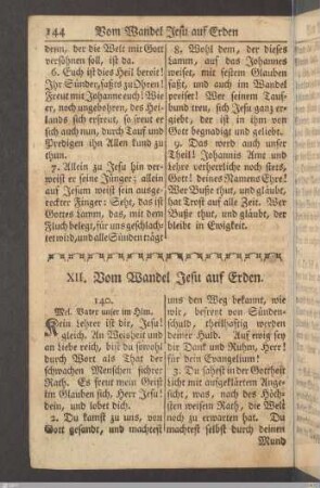 XII. Vom Wandel Jesu auf Erden.