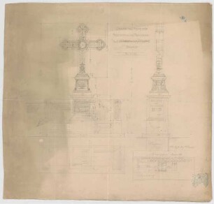 Thiersch, August ; München; Nordfriedhof, Grab Pechmann - Grundrisse, Ansichten