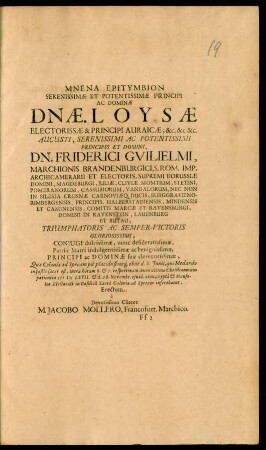 Mnena Epitymbion Serenissimae Et Potentissimae Principi Ac Dominae Dnae. Loysae ...