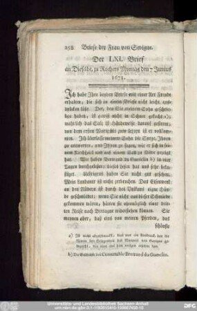 Der LXI. Brief an Dieselbe, zu Rochers Montag den 7 Junius 1671.