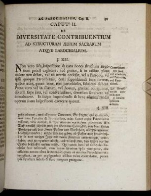 Caput II. De Diversitate Contribuentium Ad Structuram Ædium Sacrarum Atque Parochialium.