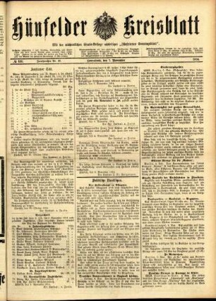 Ausgabe vom Samstag, den 07. November 1914.