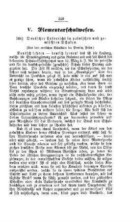Deutscher Unterricht in polnischen und gemischten Schulen : [V. Elementarschulwesen]