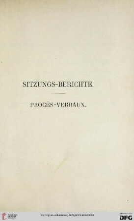 Sitzungs-Berichte / Procès-Verbaux