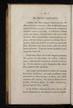 De Febribus remittentibus.