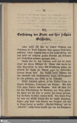 VI. Entstehung der Stadt und ihre frühere Geschichte