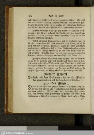 Neuntes Kapitel. Versuch mit den Spähnen aller weißen Muster des gegenwärtigen und vorhergehenden Bandes. Zehendes Muster.