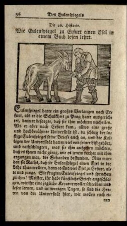 Die 26. Historie. Wie Eulenspiegel zu Erfurt einen Esel in einem Buch lesen lehrt