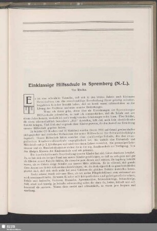 Einklassige Hilfsschule in Spremberg (N.-L.)