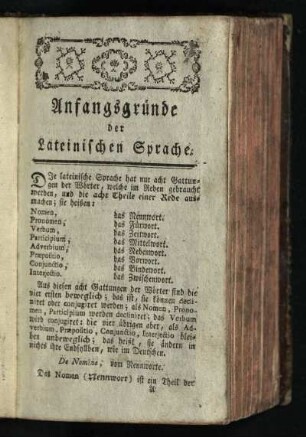 Anfangsgründe der Lateinischen Sprache