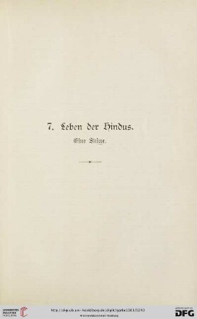 7. Leben der Hindus. Eine Skizze