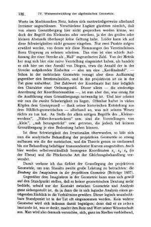 Deutung des Imaginären in der projektiven Geometrie.