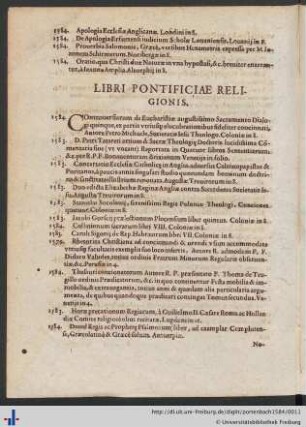 Libri Pontificiae Religionis.