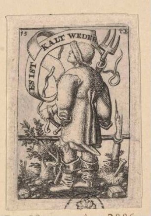 Bauer mit Mistgabel und Schwert