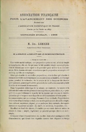 (Opuscules géométriques), [18]. De la mesure de la simplicité dans les sciences mathématiques